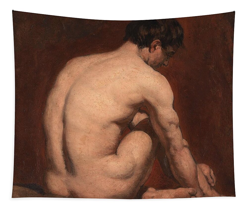  Nude Tapestry featuring the painting Male Nude from the Rear by William Etty