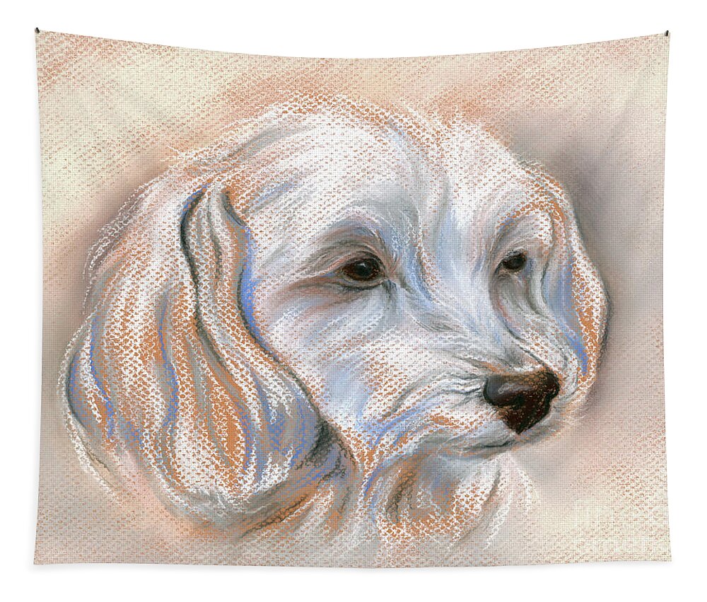 Dog Tapestry featuring the pastel Maltipoo Portrait 2 by MM Anderson