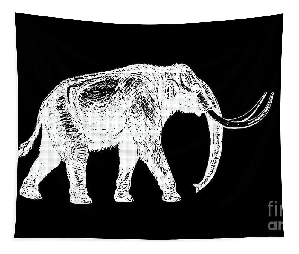 Mastodon. Woolly Tapestry featuring the digital art Mammoth White Ink Tee by Edward Fielding