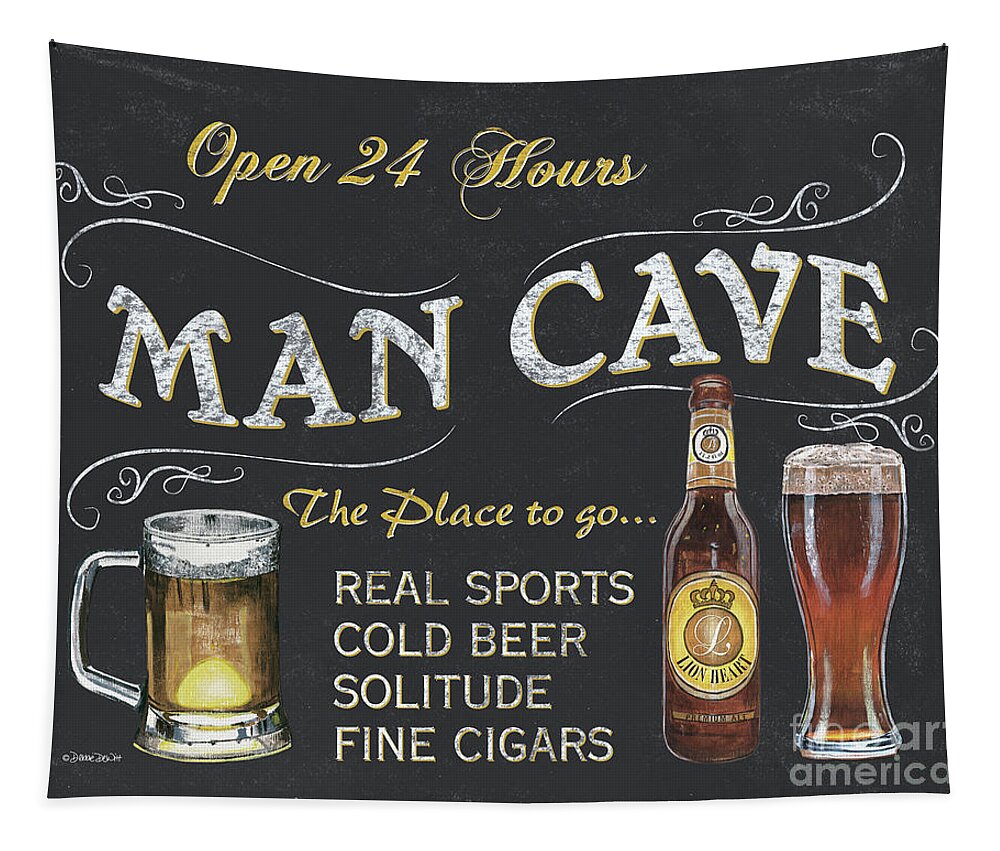 Sports Tapestry featuring the painting Man Cave Chalkboard Sign by Debbie DeWitt