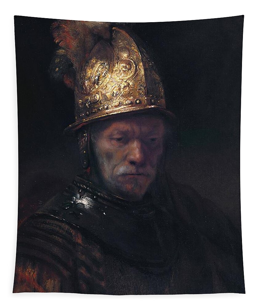 Man Tapestry featuring the painting Man in the Golden Helmet by Rembrandt van Rijn
