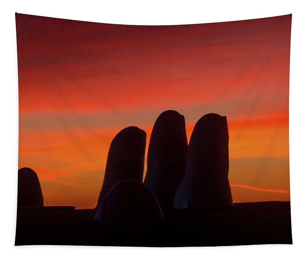 Sunrise Tapestry featuring the photograph Man Rising by Robert McKinstry