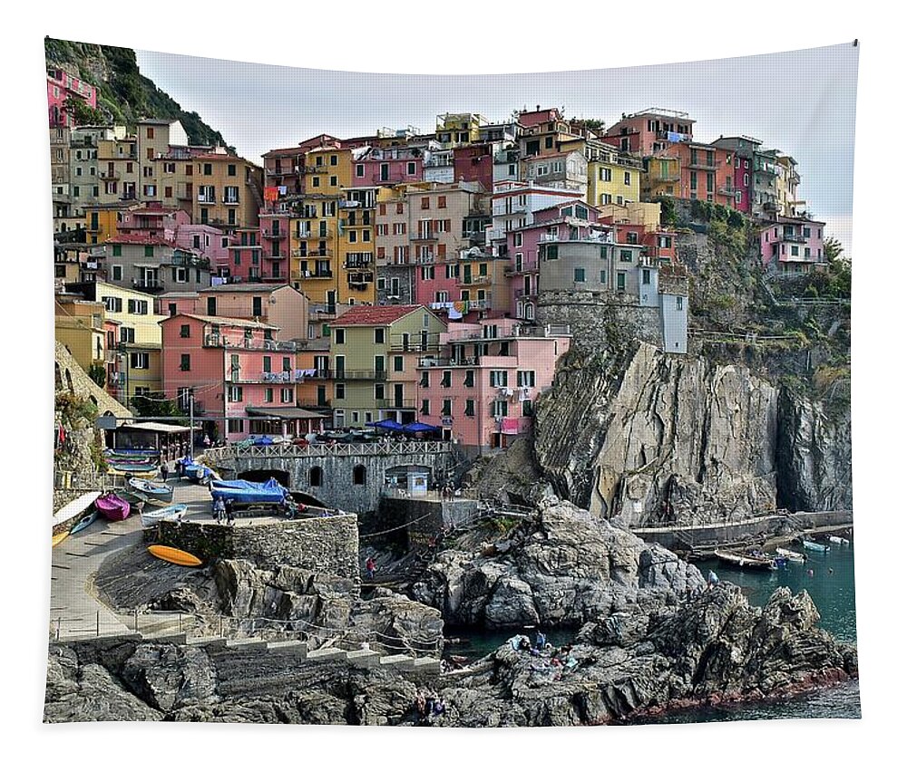 Manarola Tapestry featuring the photograph Manarola Version two by Frozen in Time Fine Art Photography