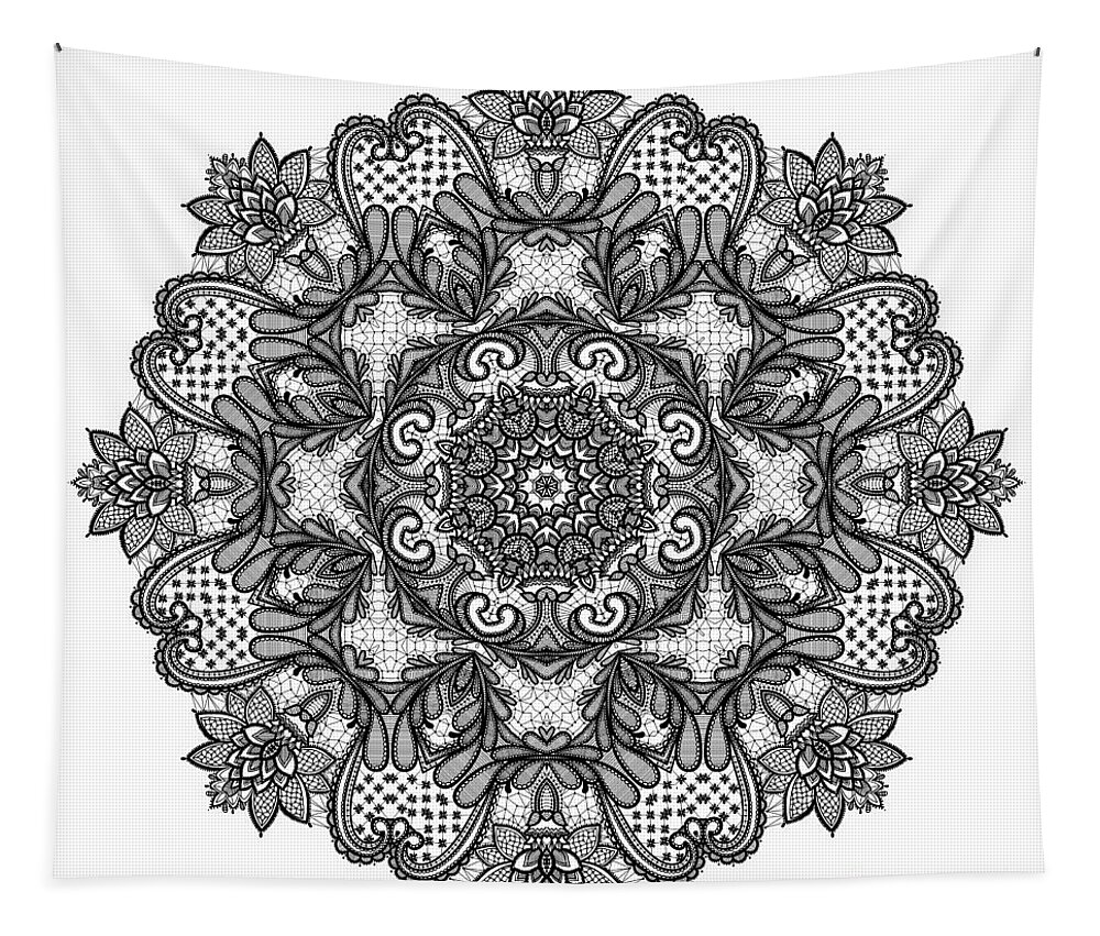 Mandala To Color 2 Tapestry featuring the digital art Mandala to Color 2 by Mo T