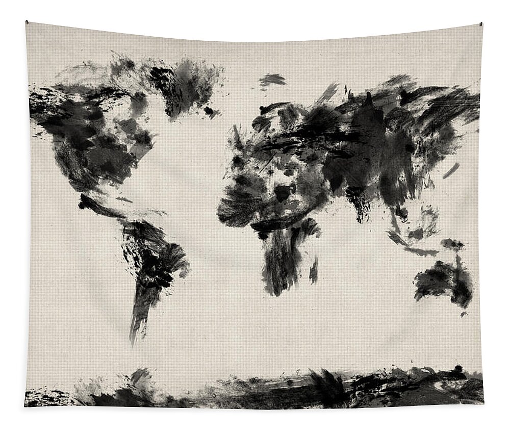 Map Of The World Tapestry featuring the digital art Map of the World Map Abstract by Michael Tompsett