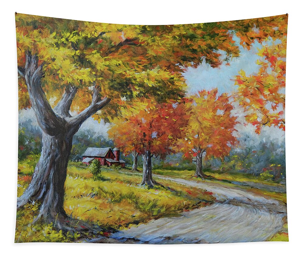 Maple Tapestry featuring the painting Maple Road by Richard De Wolfe