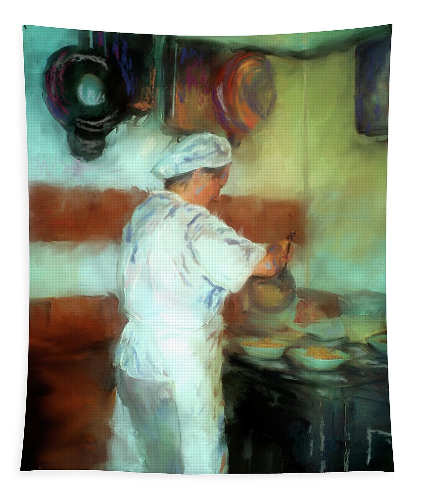 Restaurant Tapestry featuring the painting Marcello's Wife by Colleen Taylor