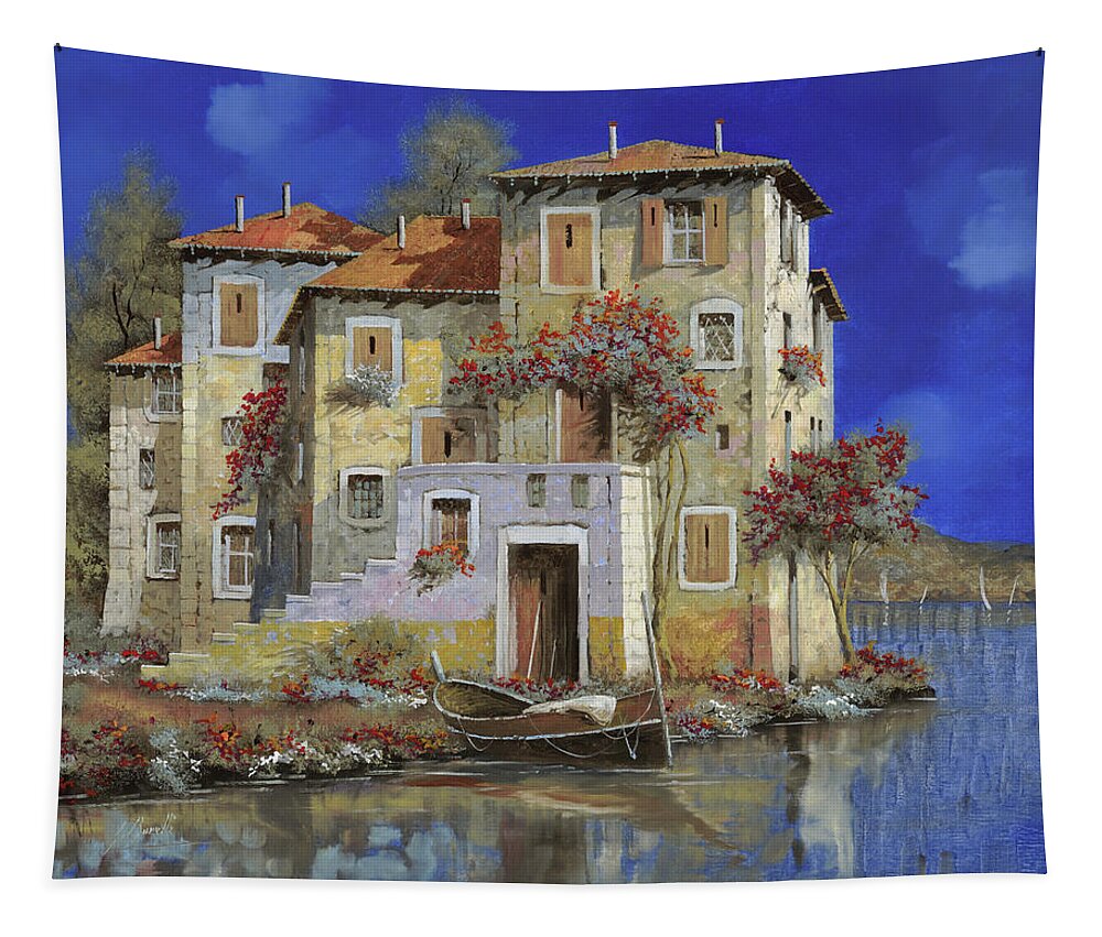 Landscape Tapestry featuring the painting Il Bel Mareblu' by Guido Borelli