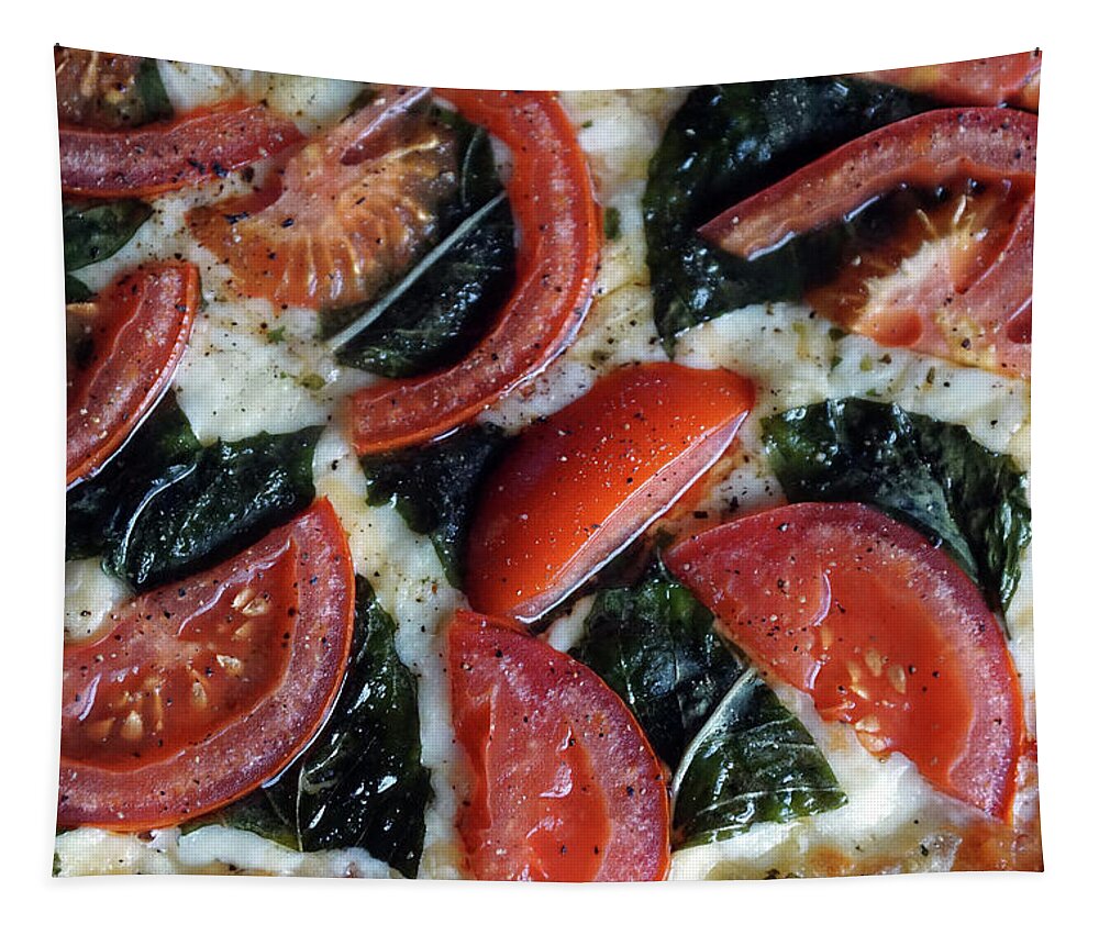 Food Tapestry featuring the photograph Margherita Pie #1 by Ben Upham III