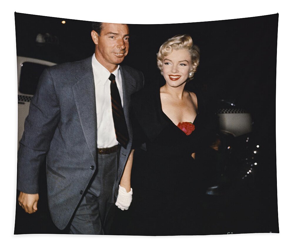 People Tapestry featuring the photograph Marilyn Monroe and Joe DiMaggio by Robert V Fuschetto