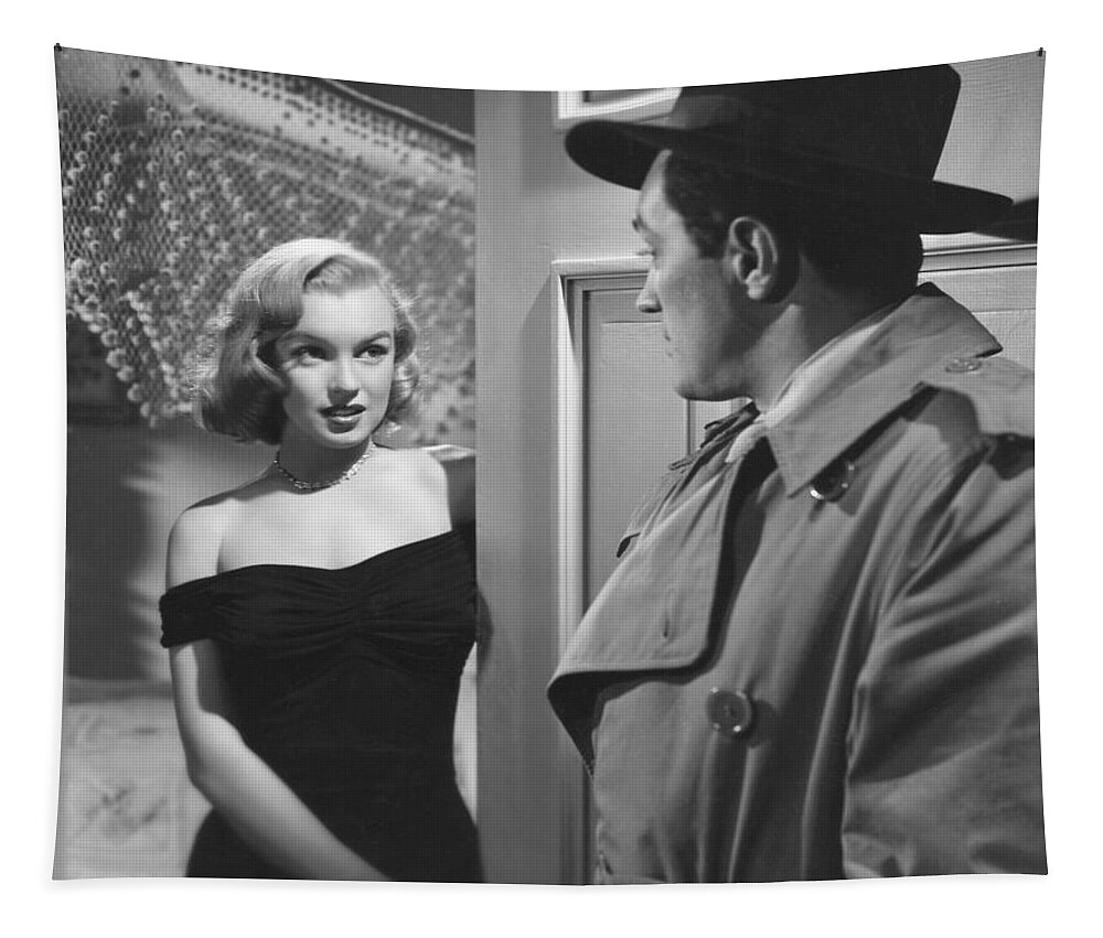 The Asphalt Jungle Tapestry featuring the photograph Marilyn Monroe in THE ASPHALT JUNGLE by Vintage Collectables