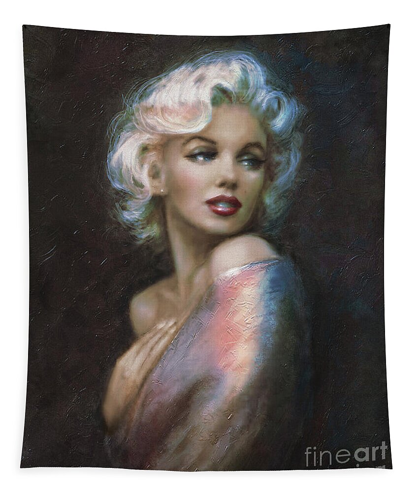 Marilyn Monroe Tapestry featuring the painting Marilyn romantic WW 4 blue by Theo Danella