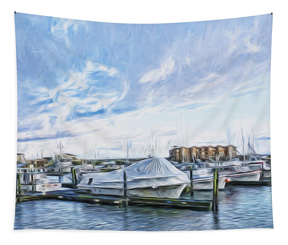 Marina Tapestry featuring the digital art Marina at Westport 2 by Cathy Anderson