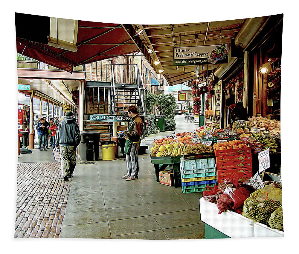 Sanitary Market Tapestry featuring the photograph Market Alley Wares by Linda Carruth