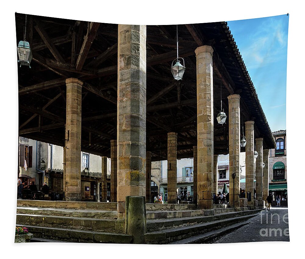 Market Tapestry featuring the photograph Market Hall of Cordes-sur-Ciel by RicardMN Photography