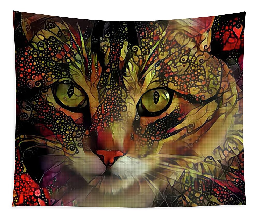 Cat Tapestry featuring the digital art Marmalade in the Morning by Peggy Collins