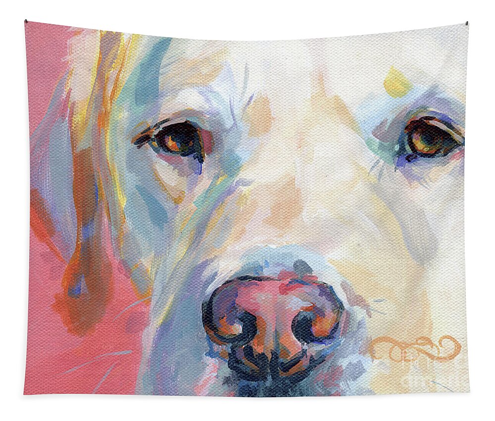 Yellow Lab Tapestry featuring the painting Martha's Pink Nose by Kimberly Santini
