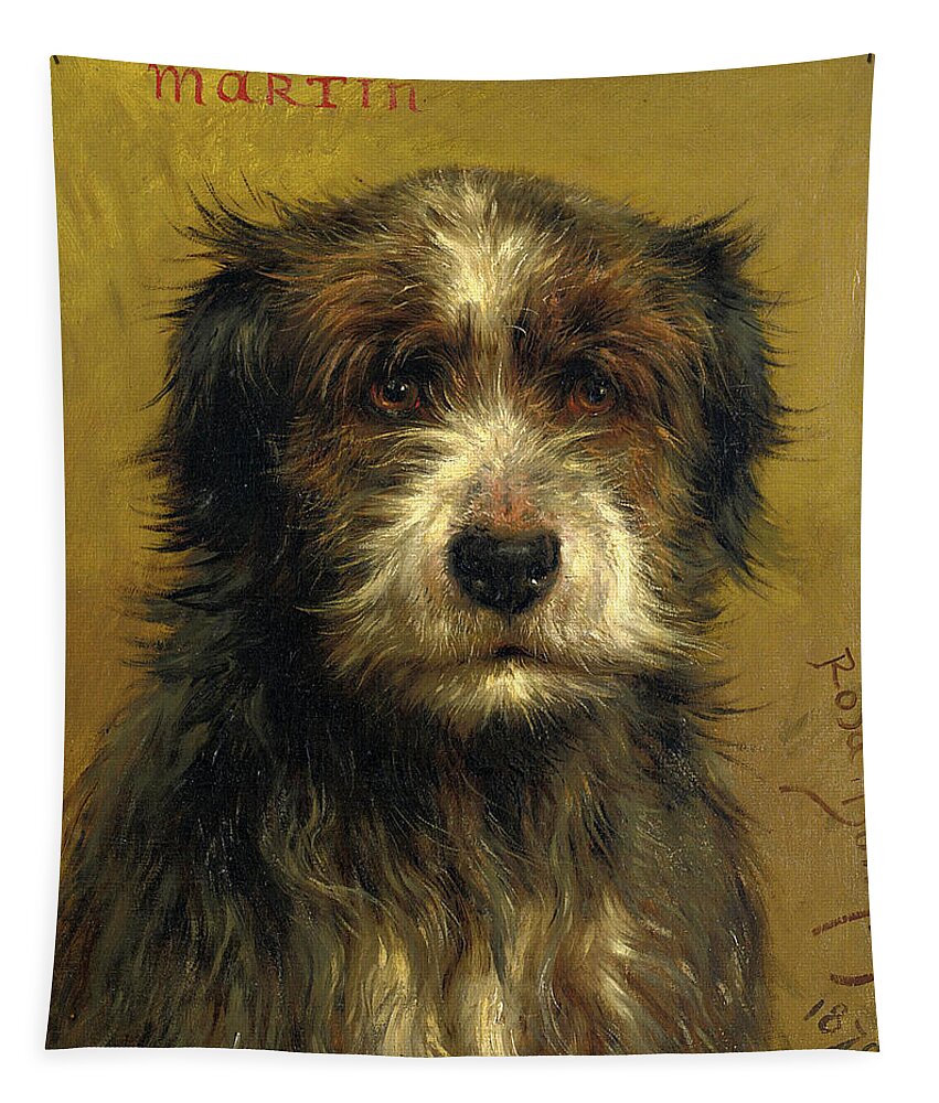 Rosa Bonheur Tapestry featuring the painting Martin, a Terrier by Rosa Bonheur