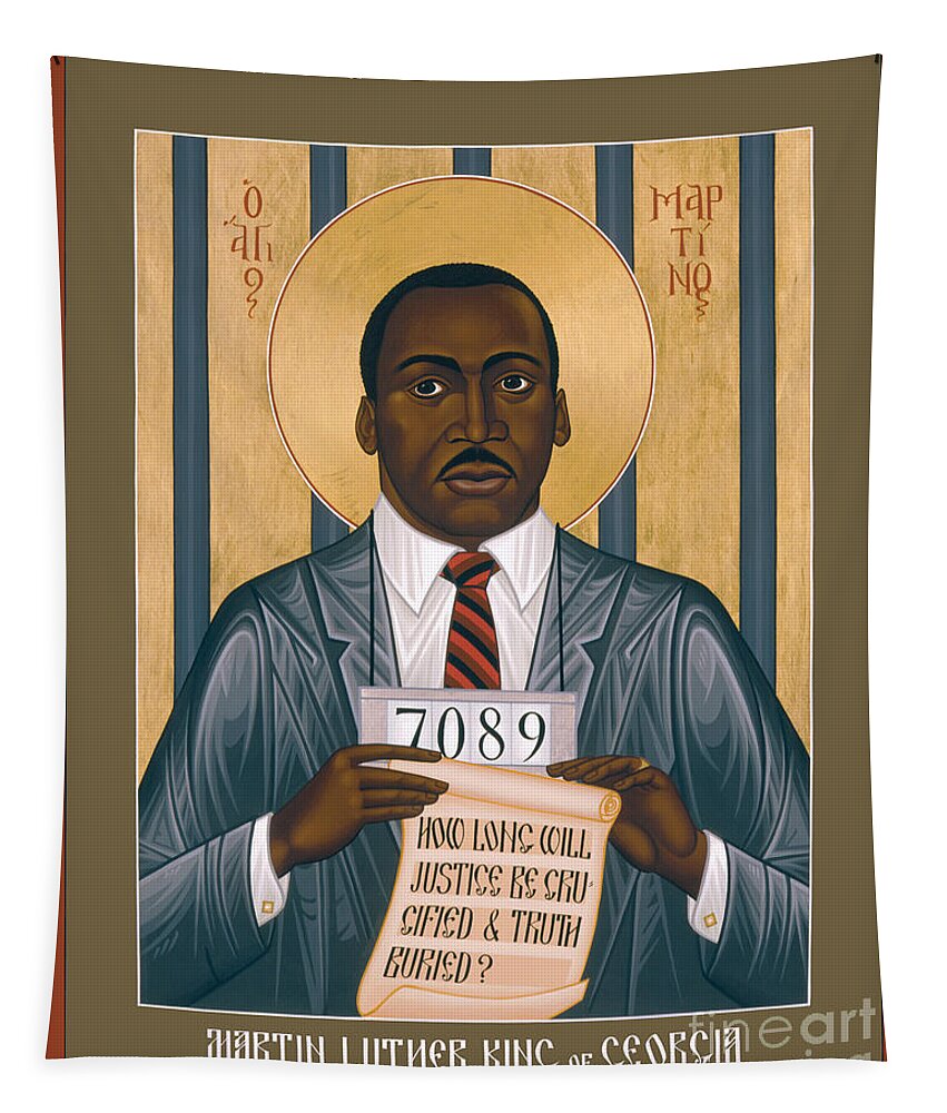 Martin Luther King Of Georgia Tapestry featuring the painting Martin Luther King of Georgia - RLMLK by Br Robert Lentz OFM