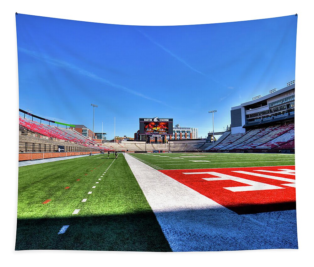 Martin Stadium - View From The Turf Tapestry featuring the photograph Martin Stadium - View from the Turf by David Patterson