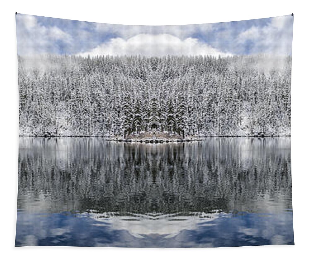 Hike Tapestry featuring the digital art Mason Lake Reflection by Pelo Blanco Photo