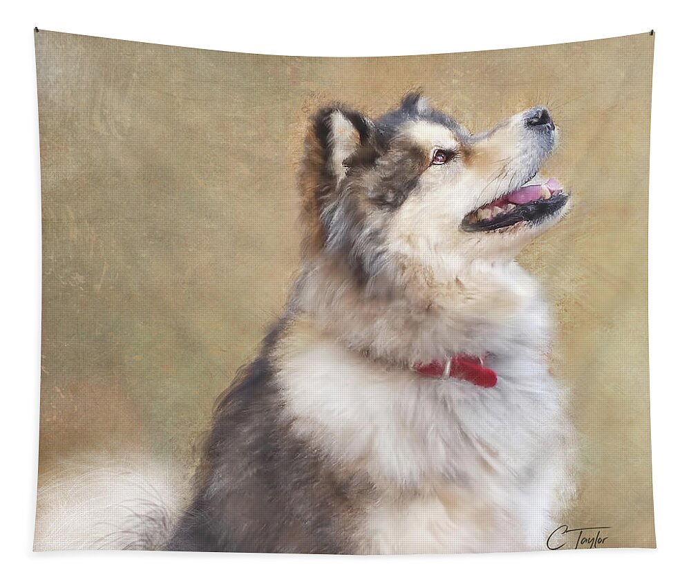 Dogs Tapestry featuring the painting Master of the Domain II by Colleen Taylor