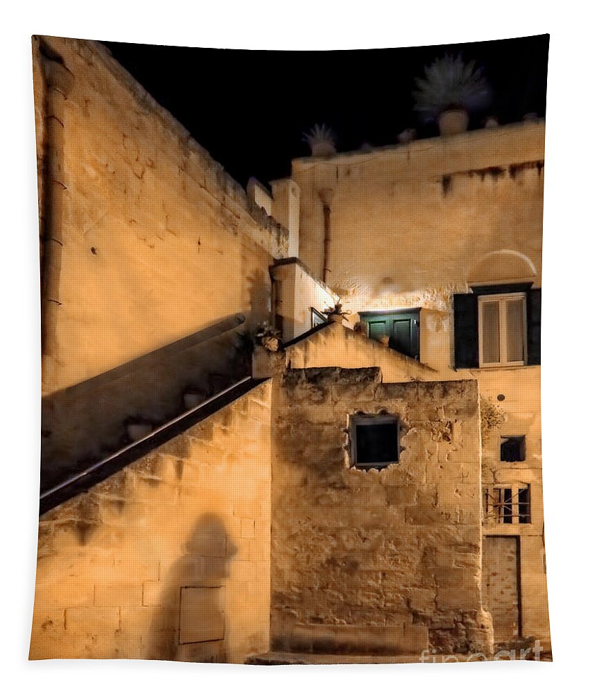 Matera Tapestry featuring the photograph Matera After Dark by Jennie Breeze