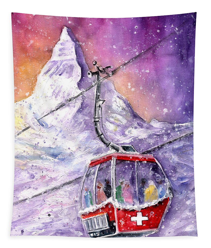 Travel Tapestry featuring the painting Matterhorn Authentic by Miki De Goodaboom