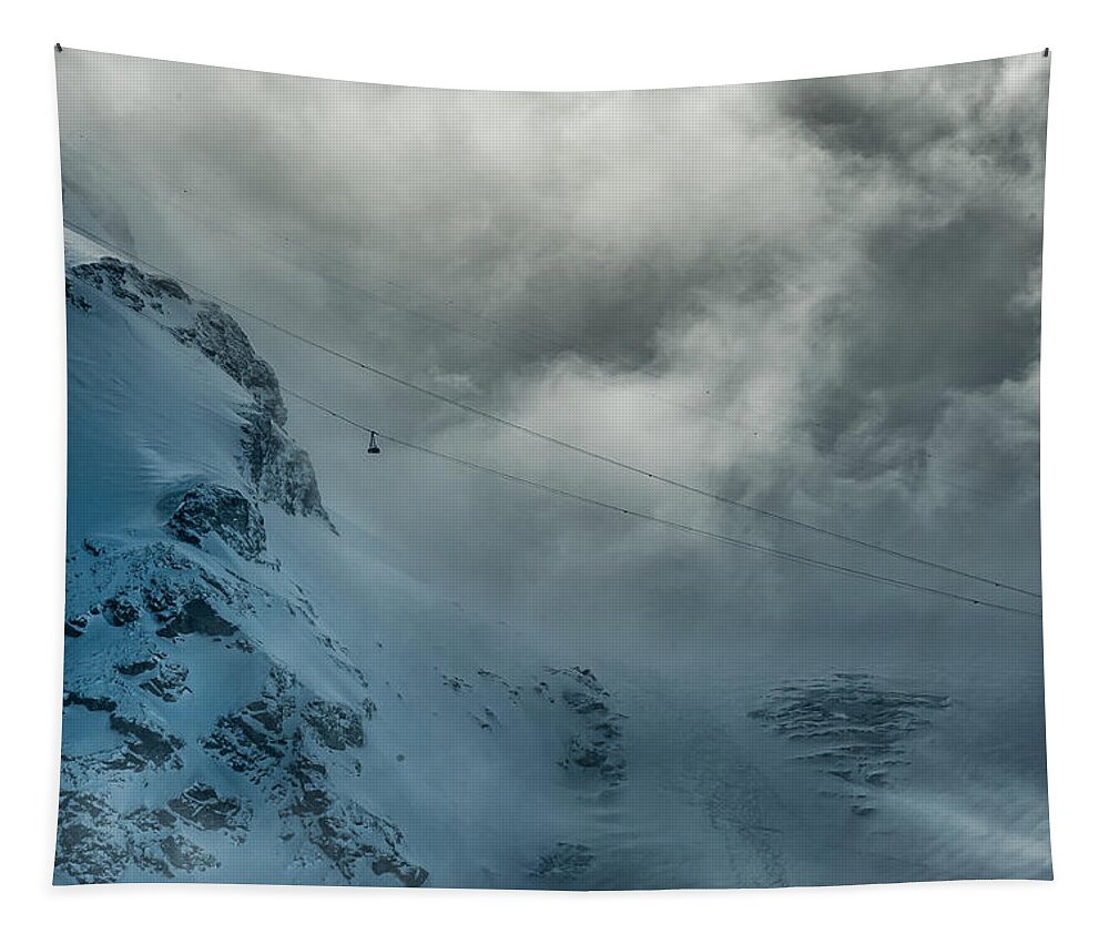 Matterhorn Tapestry featuring the photograph Matterhorn Glacier Paradise Cable Car by Brenda Jacobs