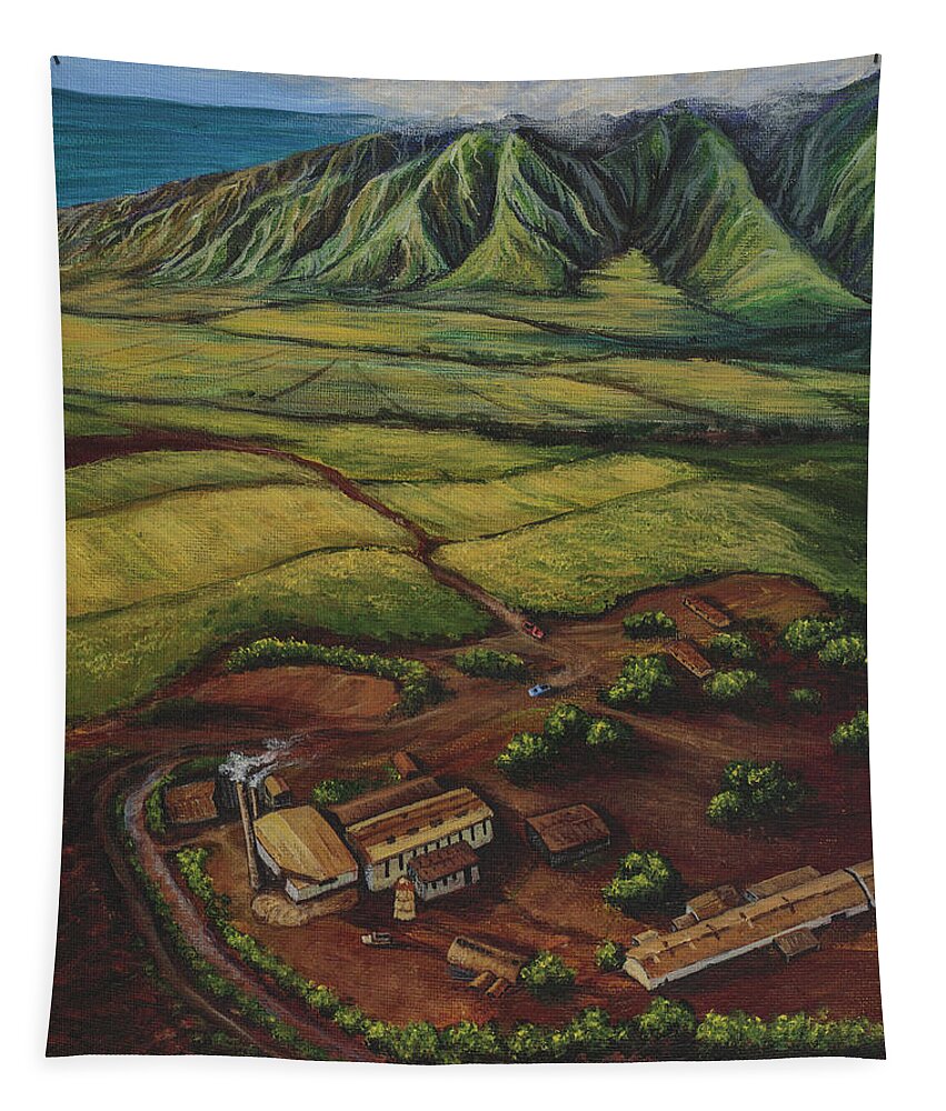 Darice Tapestry featuring the painting Maui Sugar Mill by Darice Machel McGuire