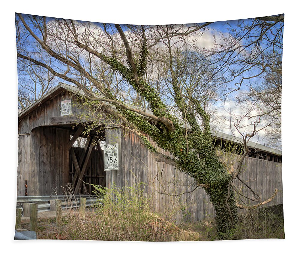 America Tapestry featuring the photograph McCafferty Covered Bridge by Jack R Perry