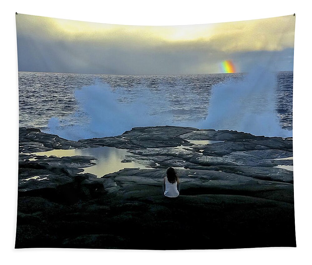 Hawaii Tapestry featuring the photograph Meditating on A Rainbow by Venetia Featherstone-Witty