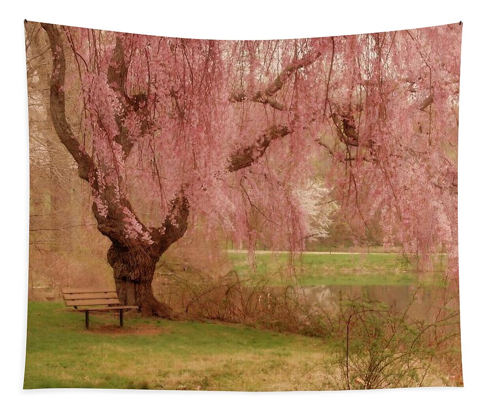 Cherry Blossom Trees Tapestry featuring the photograph Memories - Holmdel Park by Angie Tirado