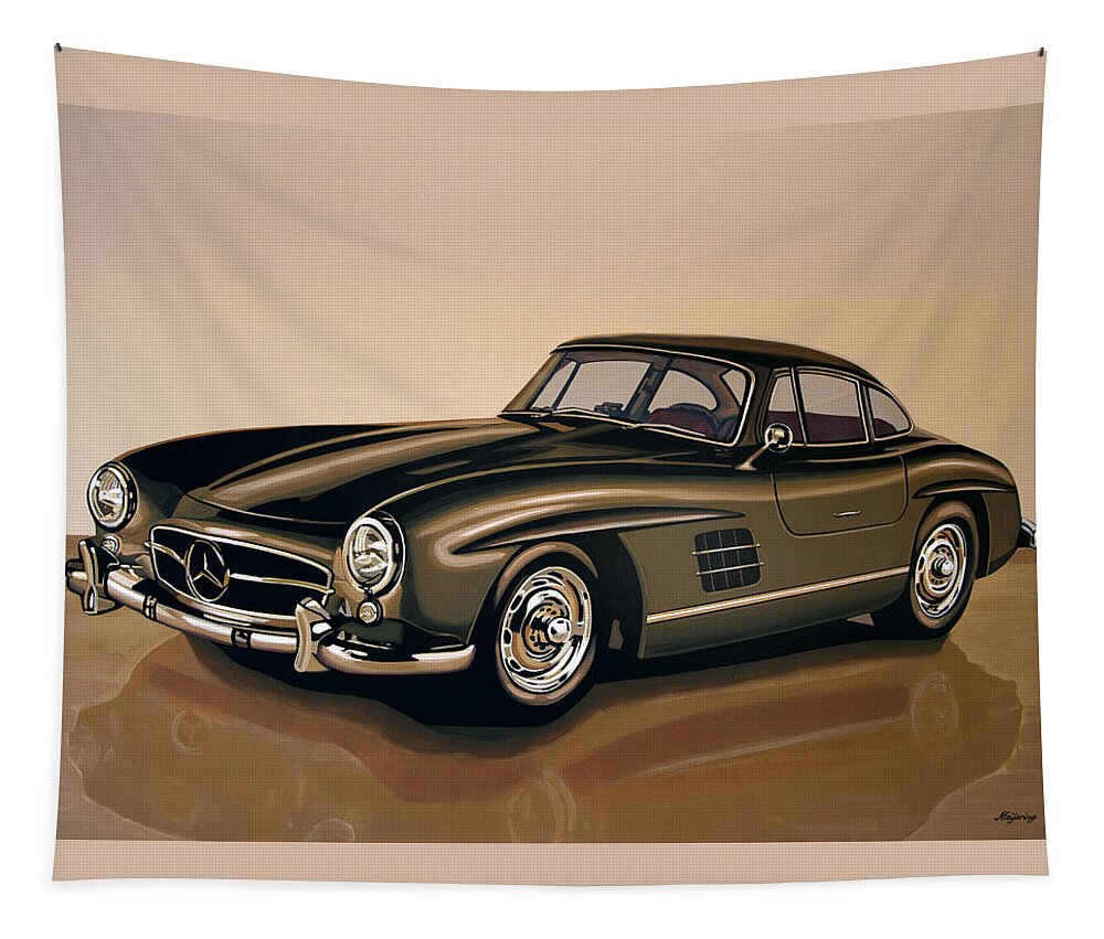 Mercedes Benz Tapestry featuring the painting Mercedes Benz 300 SL 1954 Painting by Paul Meijering