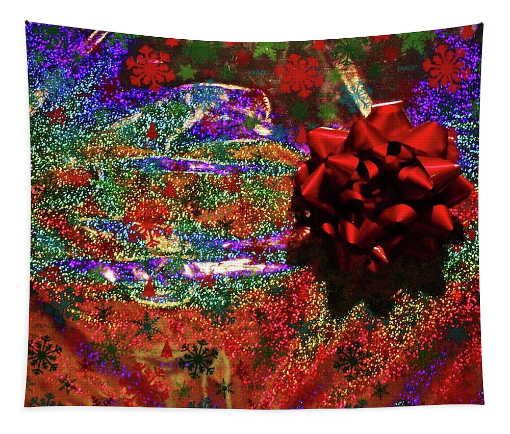 Present Tapestry featuring the photograph Merry And Festive Gift by Cynthia Guinn