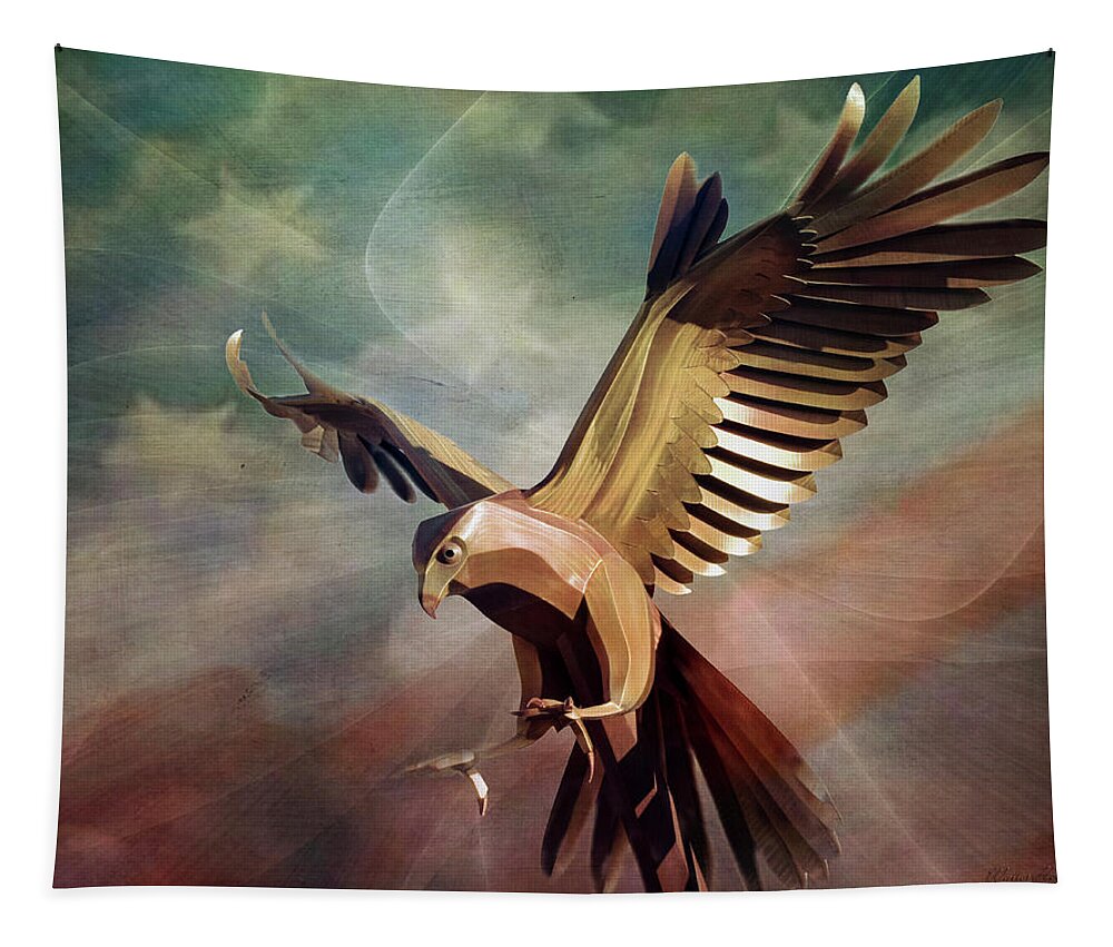 Metal Bird Tapestry featuring the digital art Metal Bird 4 of 4 by Walter Herrit