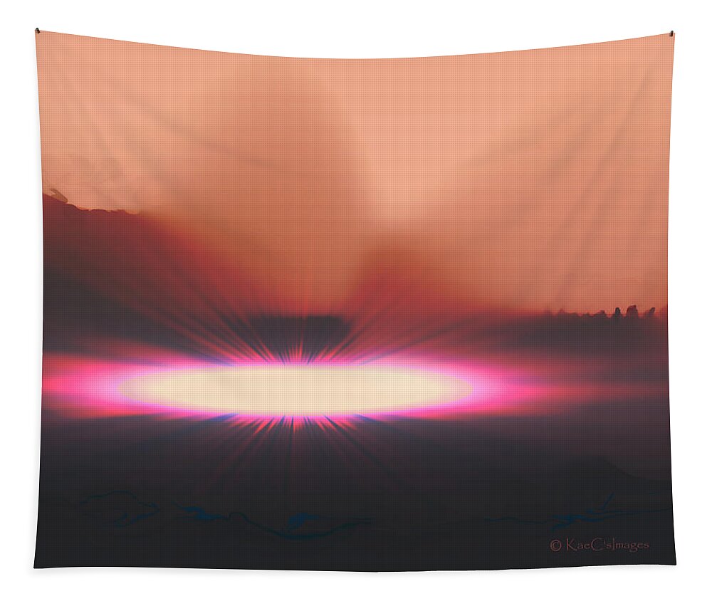 Abstract Tapestry featuring the digital art Meteor Strike by Kae Cheatham