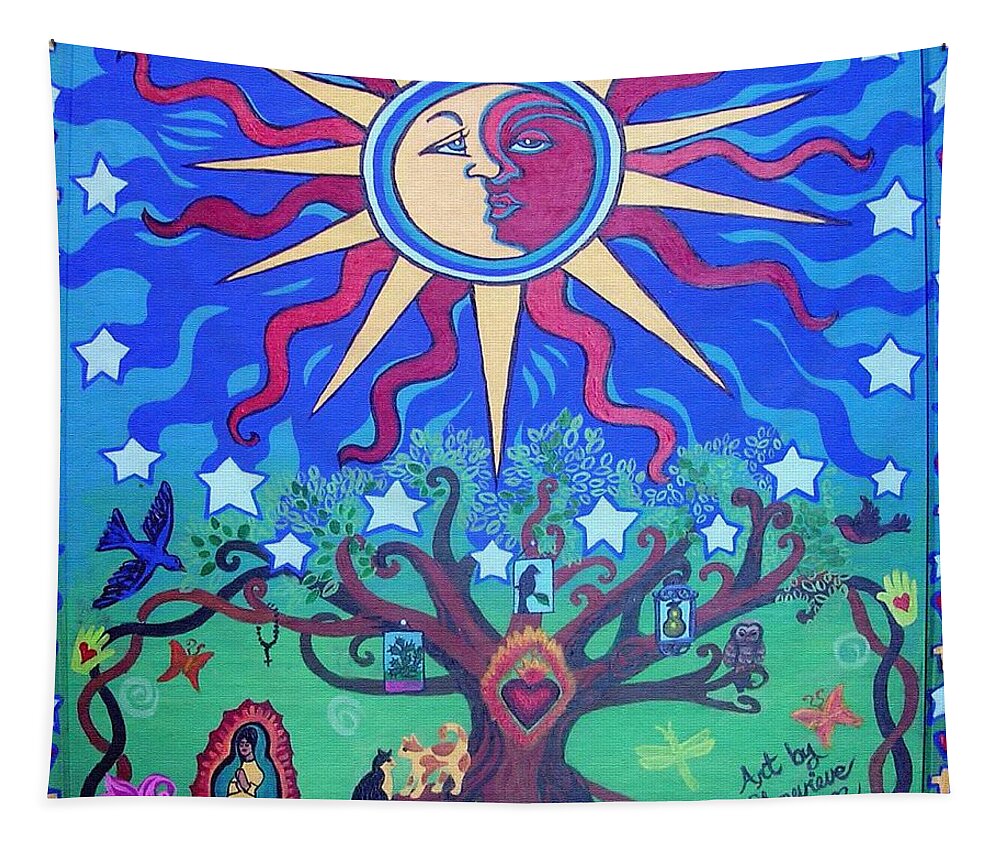 Tree Tapestry featuring the painting Mexican Retablos Prayer Board by Genevieve Esson