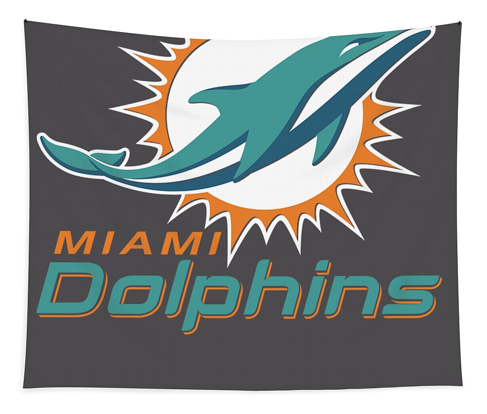 Miami Tapestry featuring the mixed media Miami Dolphins Translucent Steel by Movie Poster Prints