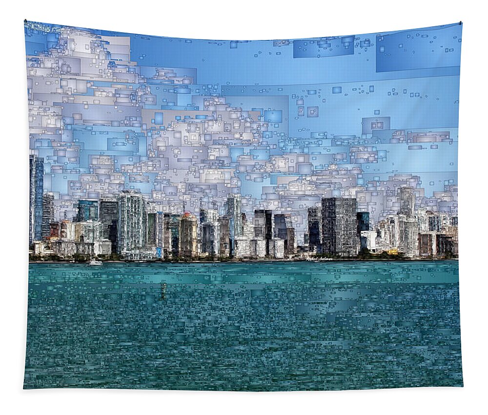 Rafael Salazar Tapestry featuring the digital art Miami, Florida by Rafael Salazar