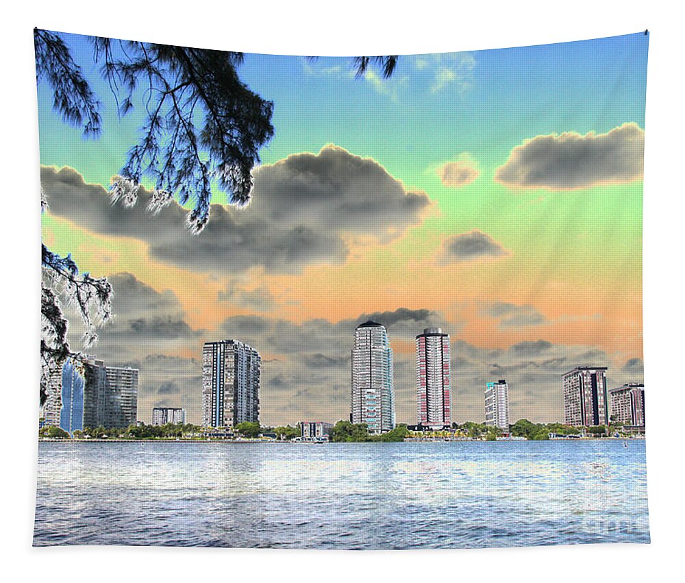 Miami Tapestry featuring the photograph Miami Skyline Abstract by Christiane Schulze Art And Photography