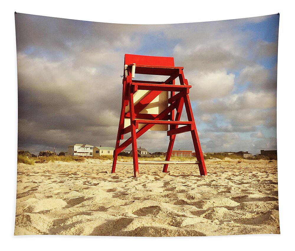 #summerbegins #lifeguards #savelives #heroes #boysofsummer #girlsofsummer #westend2 #jonesbeachmemories #staugustine #florida #leeannkendall #1000sunrises Tapestry featuring the photograph Mighty Red by LeeAnn Kendall