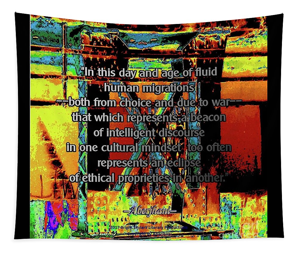 Immigration Policies Tapestry featuring the digital art Migrations and Humanity by Aberjhani's Official Postered Chromatic Poetics