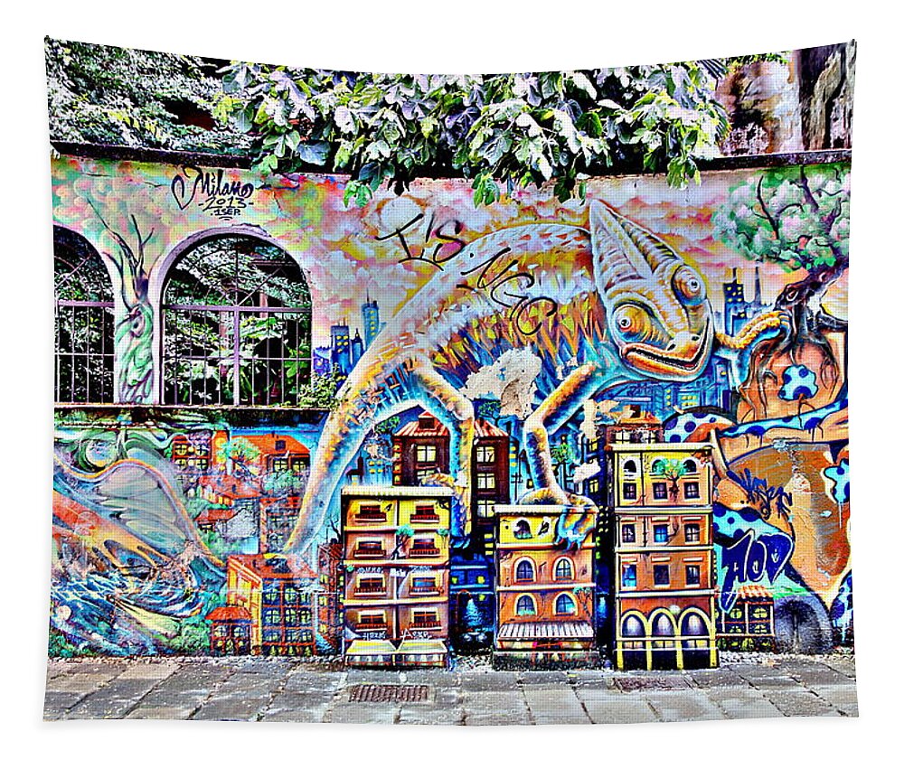 Graffiti Tapestry featuring the photograph Milanese Graffiti by Valentino Visentini