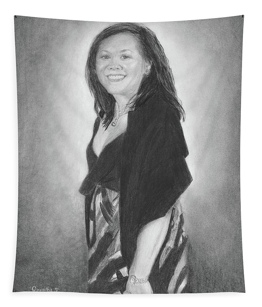 Millicent Tapestry featuring the drawing Millicent by Quwatha Valentine