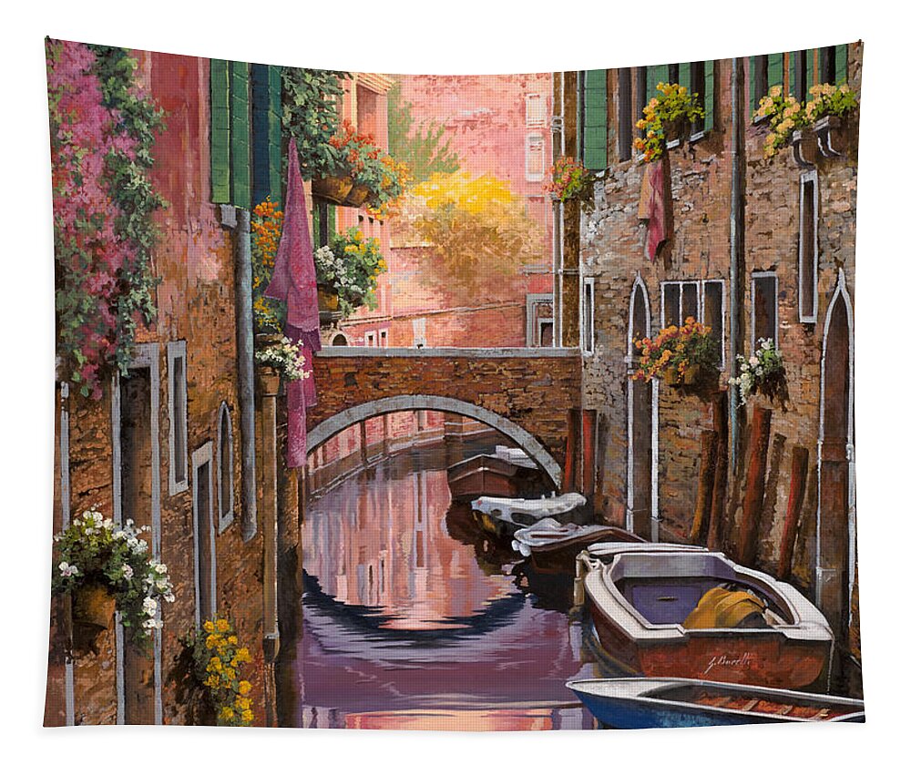 Venice Tapestry featuring the painting Mimosa Sui Canali by Guido Borelli