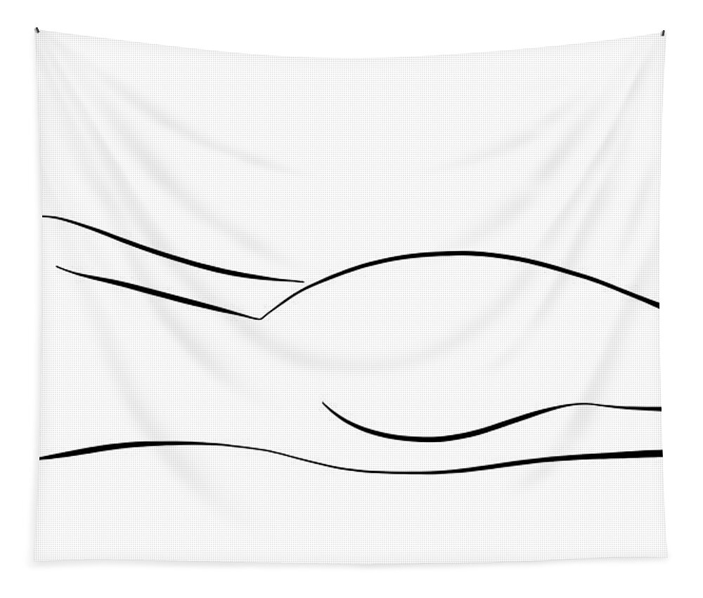 Minimalistic Tapestry featuring the drawing Minimal line drawing of a lying down nude woman by Marianna Mills