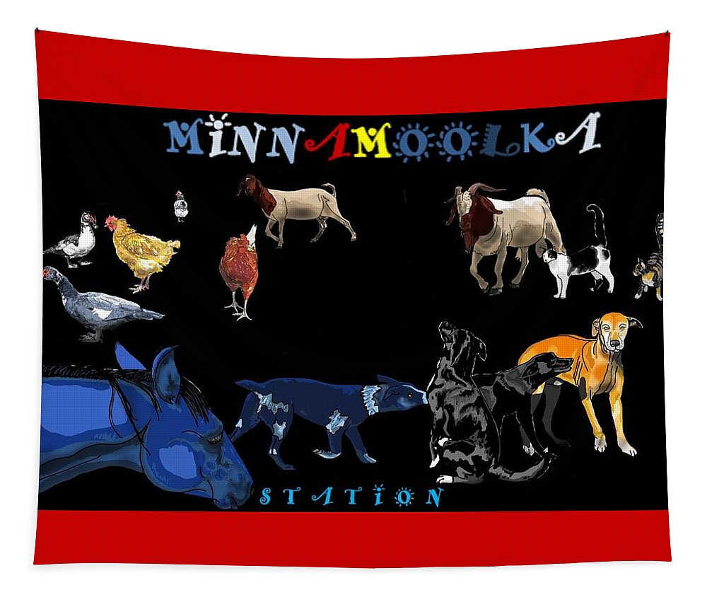 Minnamoolka Station Tapestry featuring the drawing Minnamoolka Station by Joan Stratton