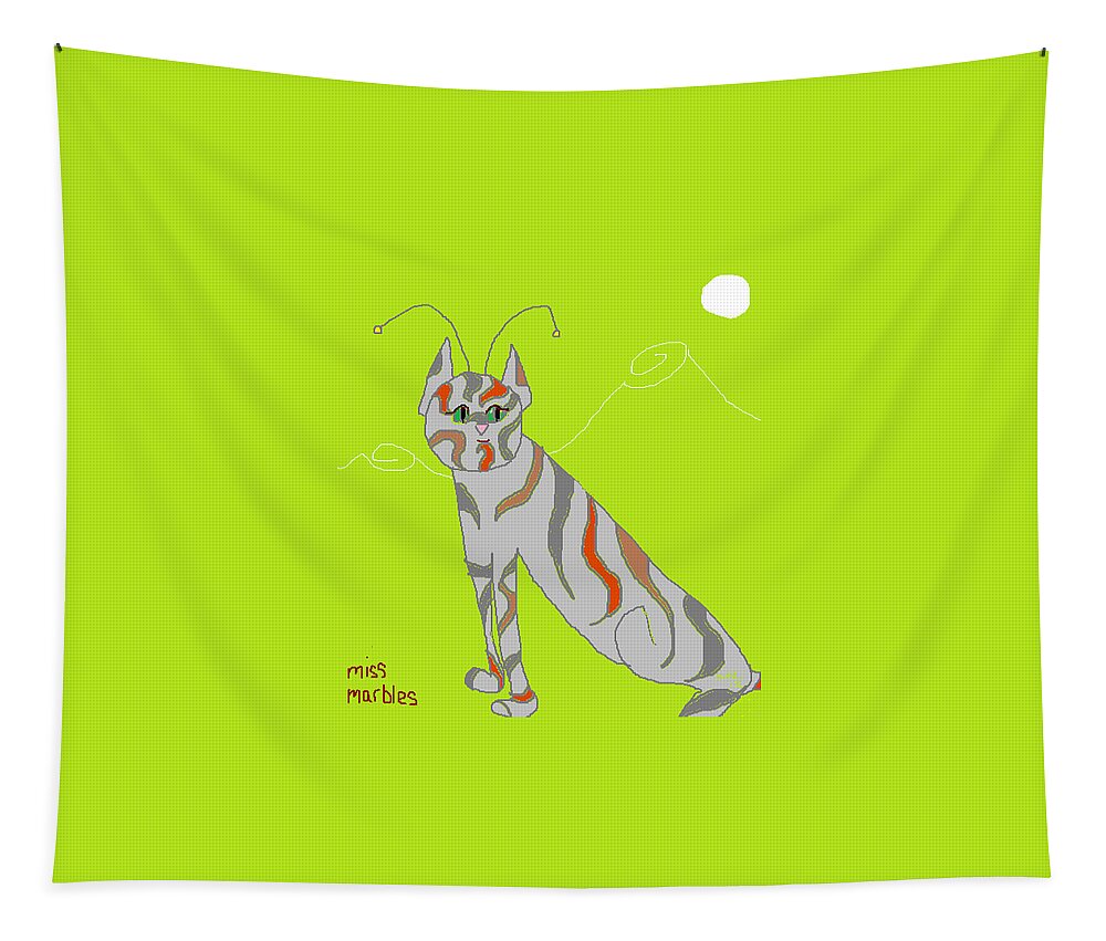 Miss Marbles My Favorite Martian Tapestry featuring the digital art Miss Marbles My Favorite Martian by Anita Dale Livaditis