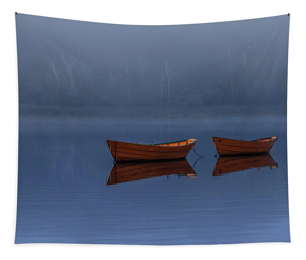 Boats Tapestry featuring the photograph Mists of Time by Rob Davies